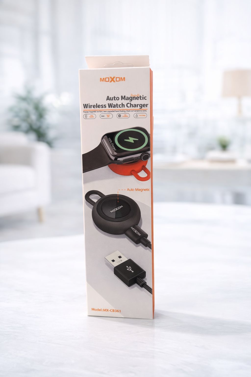 auto magnetic wireless watch charger moxom